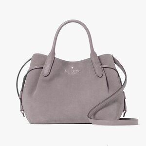 Kate Spade Dumpling Suede Small Satchel Crossbody Hare Grey NWT